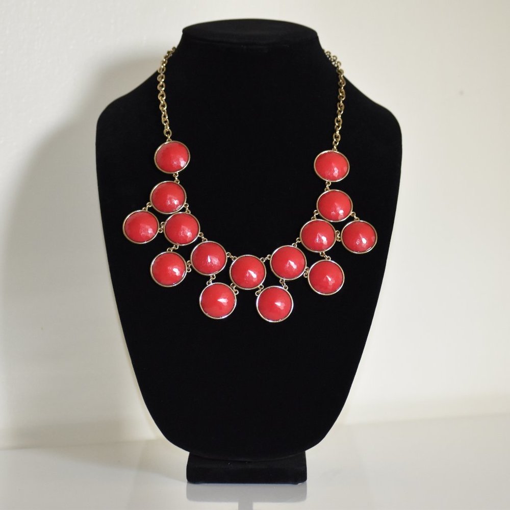 JCrew Gold & Red Statement Necklace | Excellent Condition